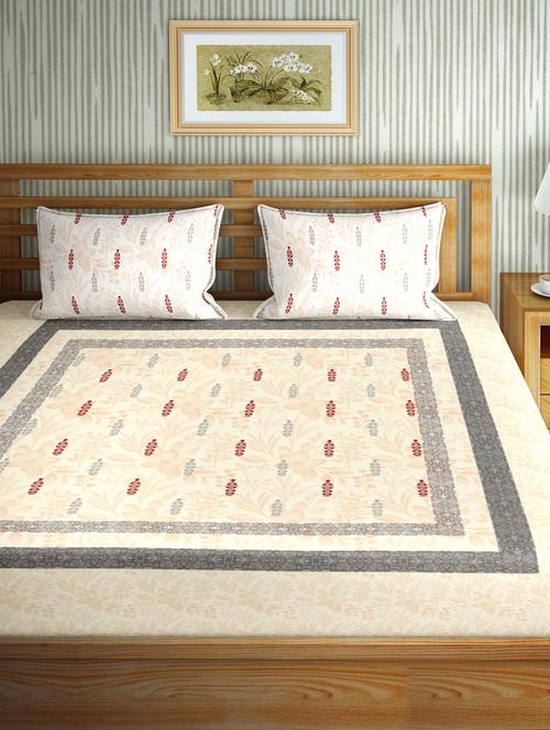 oscar collection double bedsheet set super king size cotton brown colour - 17819462 - Very Small Image - 1