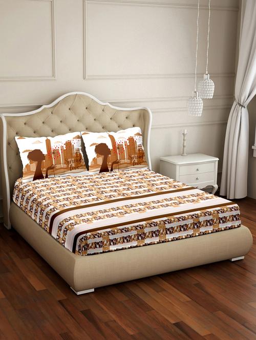 vogue double bedsheet set super king size 100% luxury cotton yellow colour - 17819492 - Very Small Image - 1