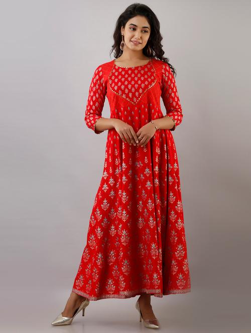 foil print anarkali kurta - 17819621 - Very Small Image - 1