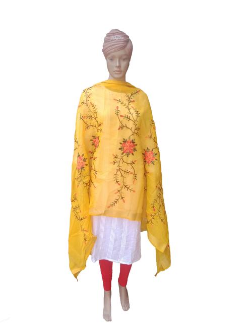 mustard chanderi dupatta - 17819922 - Very Small Image - 1