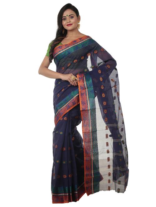 blue cotton tant saree - 17820533 - Very Small Image - 1
