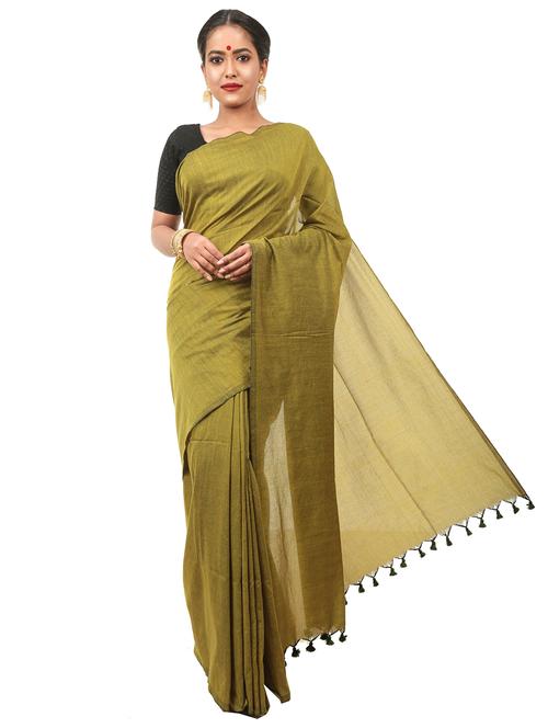 green cotton tant saree with blouse - 17820557 - Very Small Image - 1