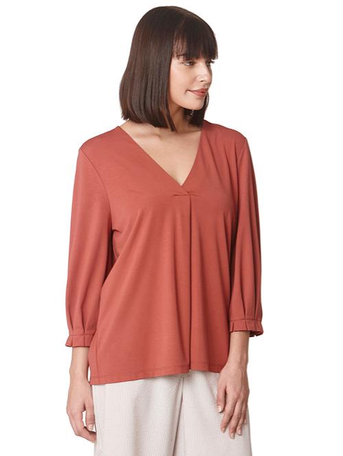 v-neck solid top  - 17820899 - Very Small Image - 1