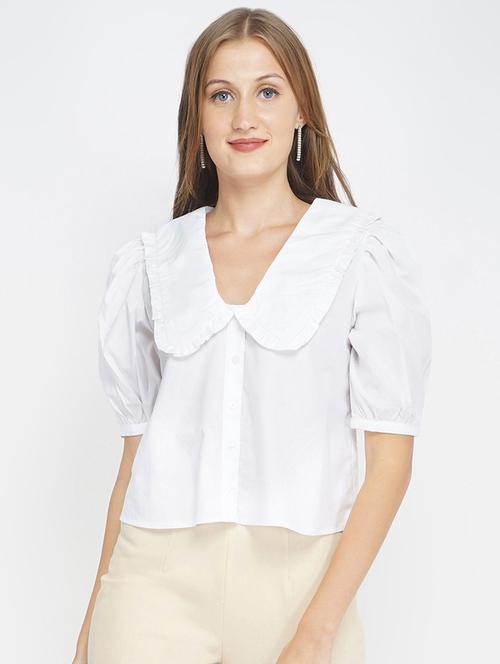 peter pan collar solid shirt - 17822230 - Very Small Image - 1