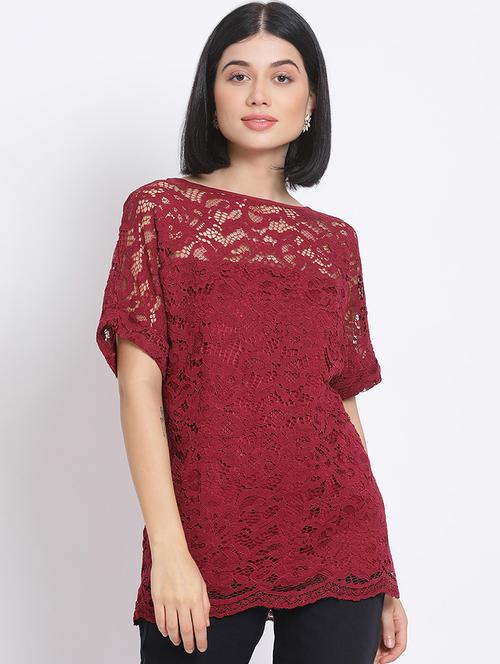 women's straight boat neck top - 17822266 - Very Small Image - 1