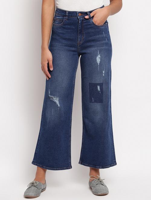 women's distress wide leg jeans - 17822442 - Very Small Image - 1