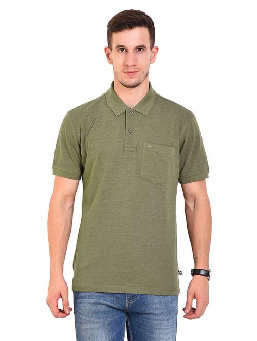 olive green solid polo t-shirt - 17822609 - Very Small Image - 1