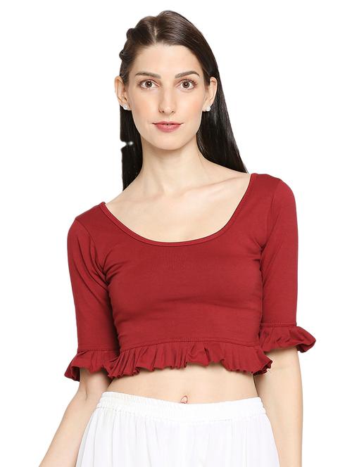 ruffled detailed solid crop top - 17822953 - Very Small Image - 1