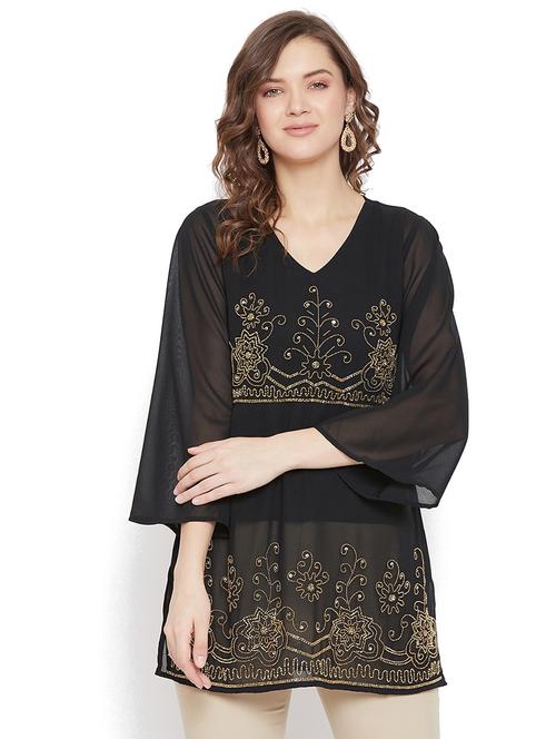 women's a line v neck top - 17824375 - Very Small Image - 1