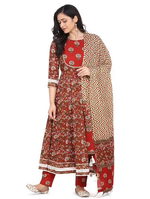 printed kurta pant set with dupatta - 17824402 - Very Small Image - 1
