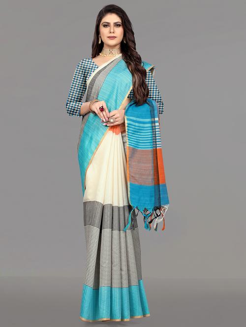 white matka silk bhagalpuri saree with blouse - 17824478 - Very Small Image - 1