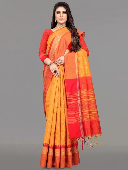 yellow raw silk bhagalpuri saree with blouse - 17824485 - Very Small Image - 1