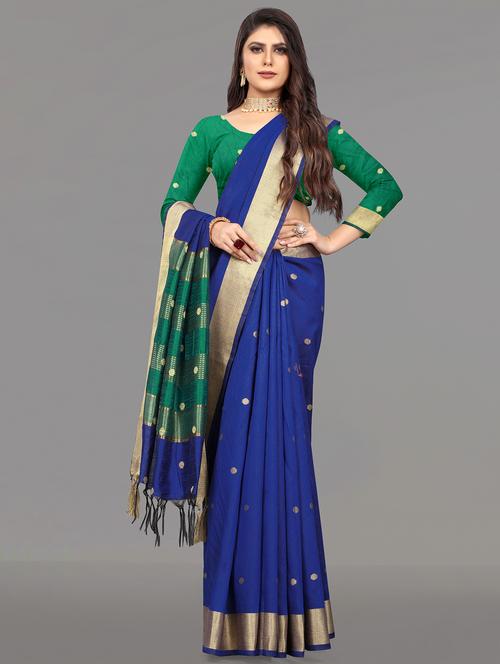 blue raw silk bhagalpuri saree with blouse - 17824487 - Very Small Image - 1