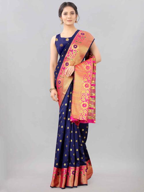 women's banarasi saree with blouse - 17824677 - Very Small Image - 1