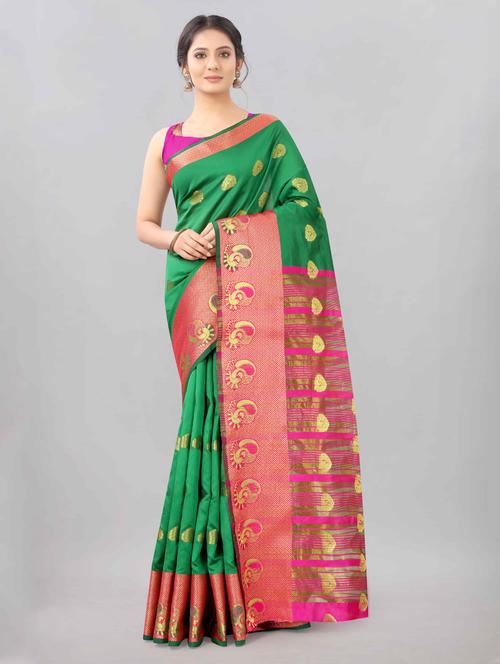 ethnic motifs banarasi saree with blouse - 17824682 - Very Small Image - 1