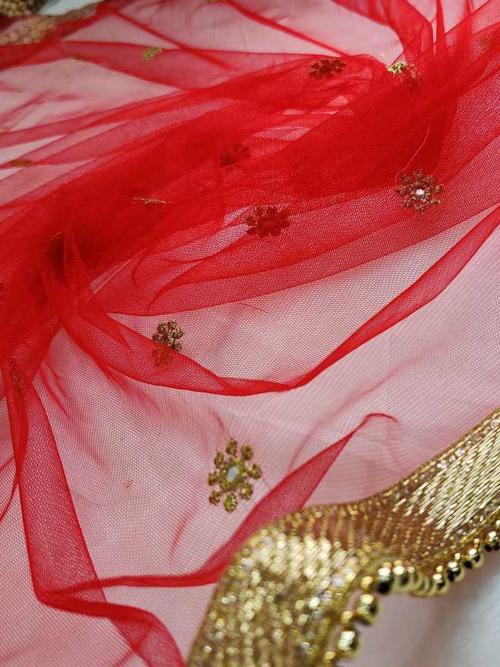 net embroidered red women dupatta  - 17824733 - Very Small Image - 1