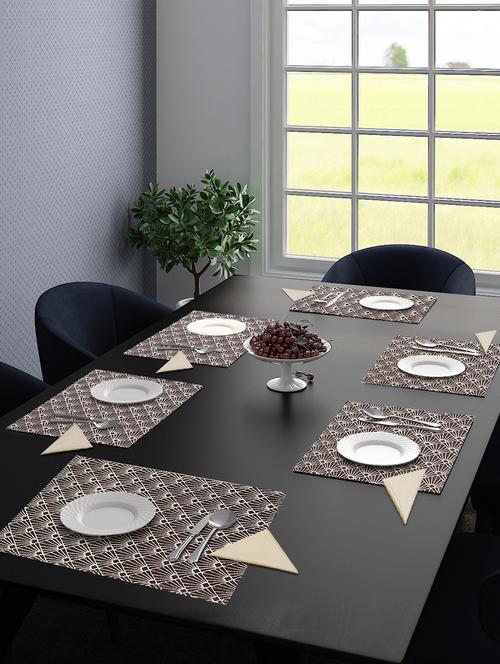 saral home cotton tablemat 6pc +  6pc napkin  set (33x48cm mat 40x40cm napkin - 17825449 - Very Small Image - 1
