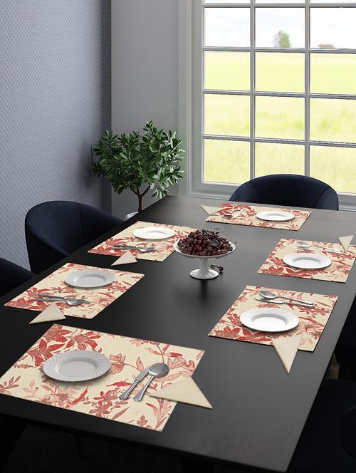 Saral Home Cotton Tablemat 6pc + 6pc Napkin Set (33x48cm Mat 40x40cm Napkin - 17825457 - Very Small Image - 1