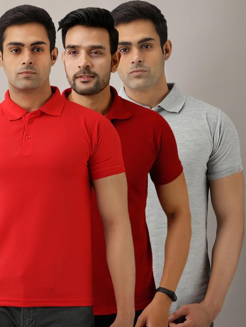 set of 3 multi colored solid polo t-shirts - 17825915 - Very Small Image - 1