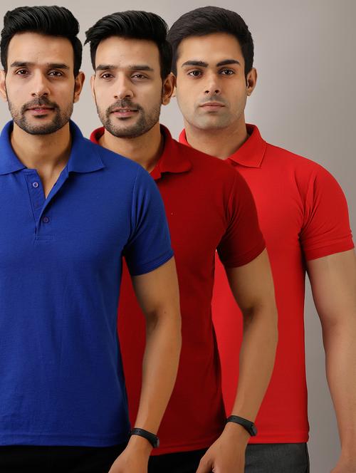 set of 3 multi colored solid polo t-shirts - 17825923 - Very Small Image - 1