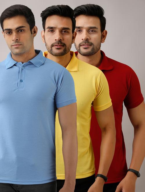 set of 3 multi colored solid polo t-shirts - 17825932 - Very Small Image - 1