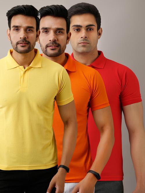 set of 3 multi colored solid polo t-shirts - 17825975 - Very Small Image - 1