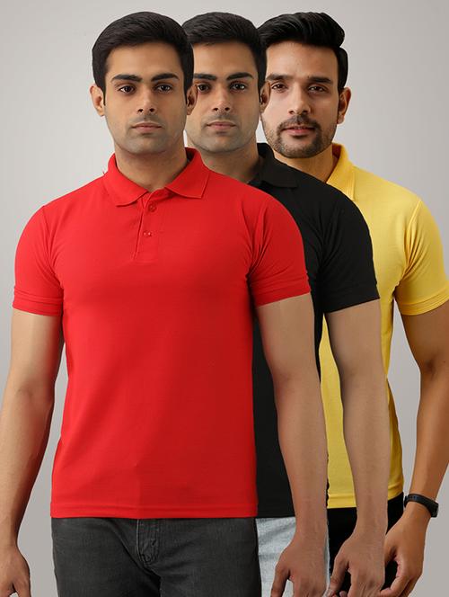 set of 3 multi colored solid polo t-shirts - 17826020 - Very Small Image - 1