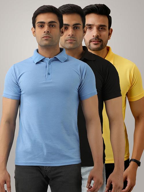 set of 3 multi colored solid polo t-shirts - 17826021 - Very Small Image - 1