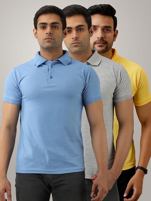 set of 3 multi colored solid polo t-shirts - 17826029 - Very Small Image - 1