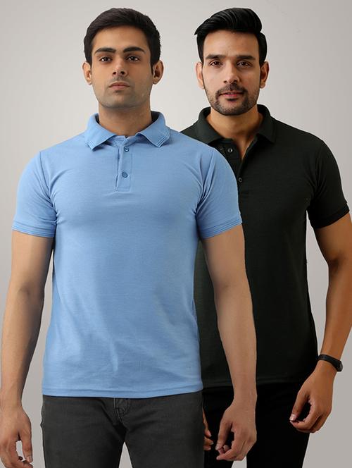 set of 2 multi colored solid polo t-shirts - 17826048 - Very Small Image - 1