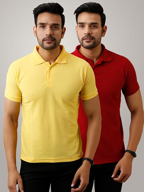 set of 2 multi colored solid polo t-shirts - 17826060 - Very Small Image - 1