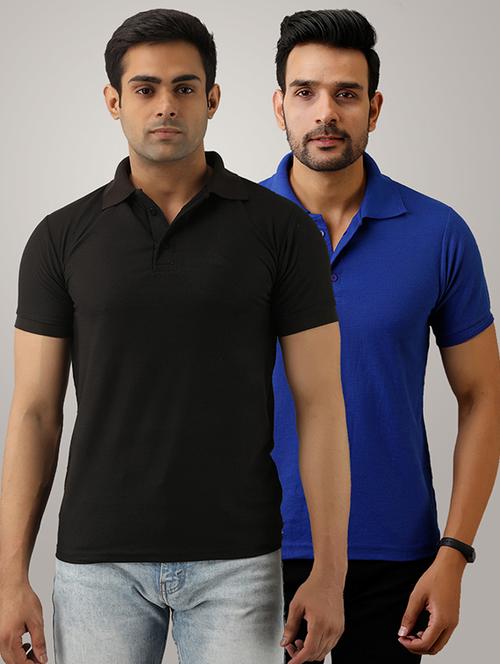 set of 2 multi colored solid polo t-shirts - 17826071 - Very Small Image - 1