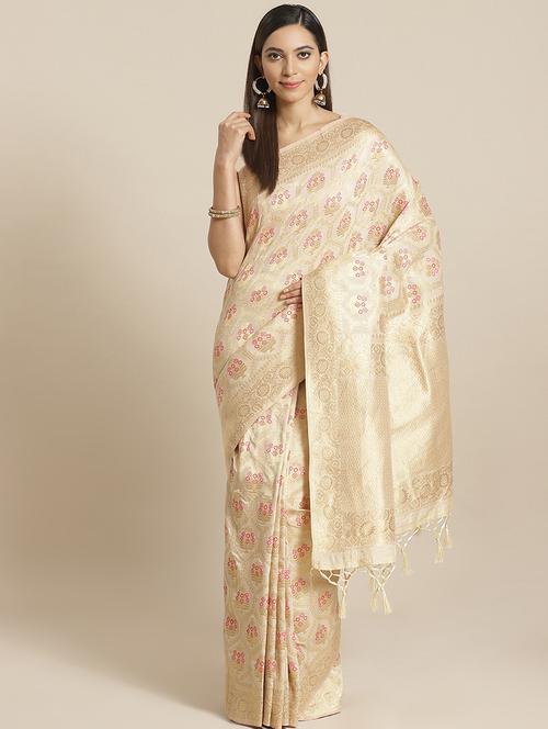 jacquard banarasi saree with blouse - 17826214 - Very Small Image - 1