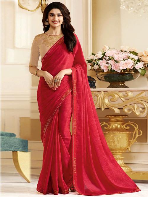 solid plain saree with blouse - 17828729 - Very Small Image - 1