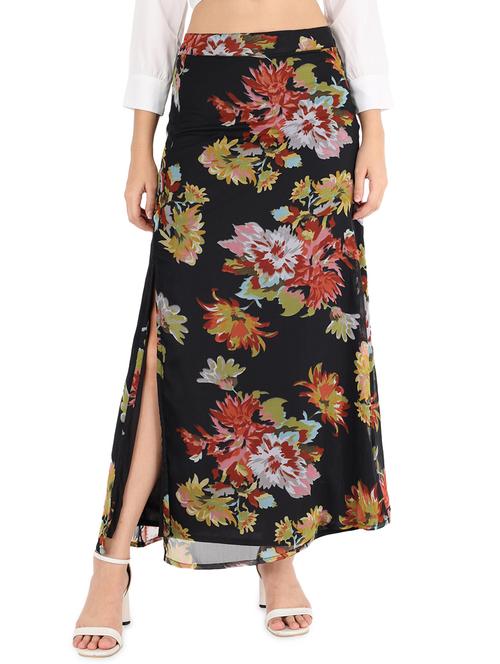 high rise floral a-line skirt - 17830558 - Very Small Image - 1