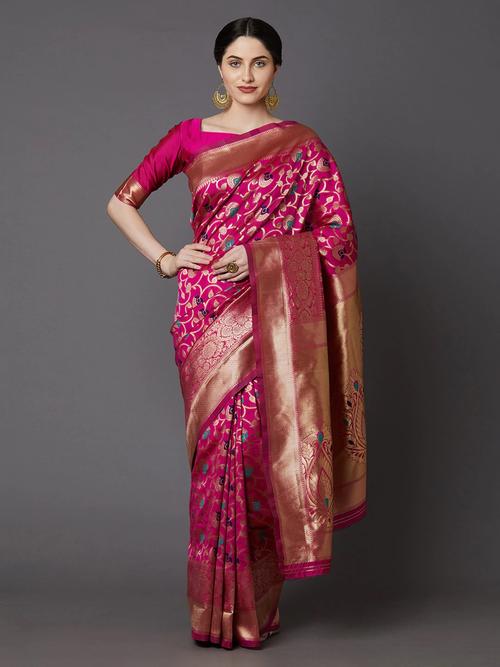 pink color banarasi silk saree for  - 17832184 - Very Small Image - 1