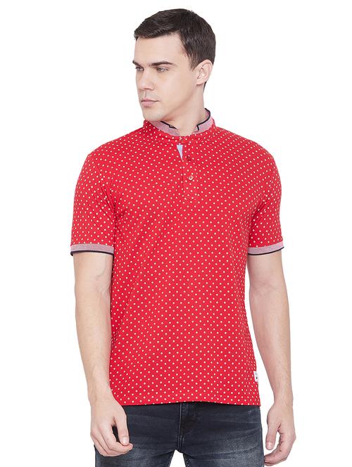 red printed collared t-shirt - 17833705 - Very Small Image - 1