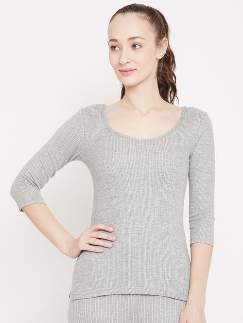grey solid tops thermals & inner wear - 17834411 - Very Small Image - 1