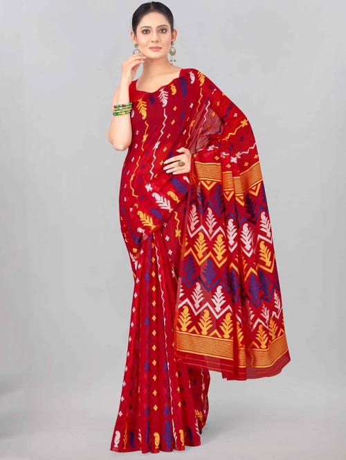 self design jamdani saree with blouse - 17835047 - Very Small Image - 1