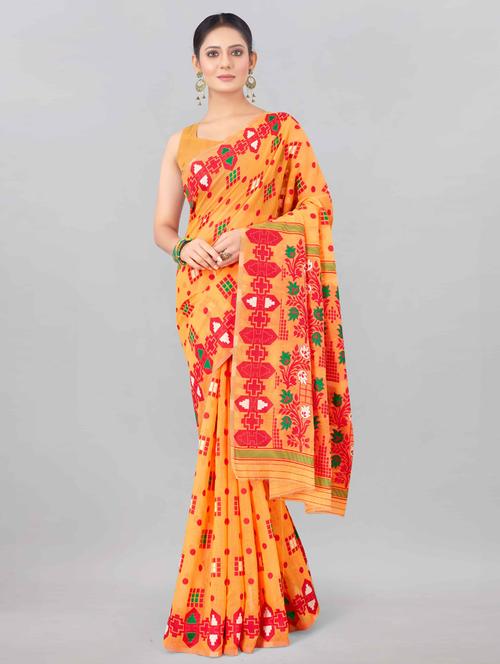 self design jamdani saree with blouse - 17835058 - Very Small Image - 1