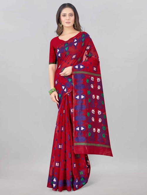 self design jamdani saree with blouse - 17835061 - Very Small Image - 1