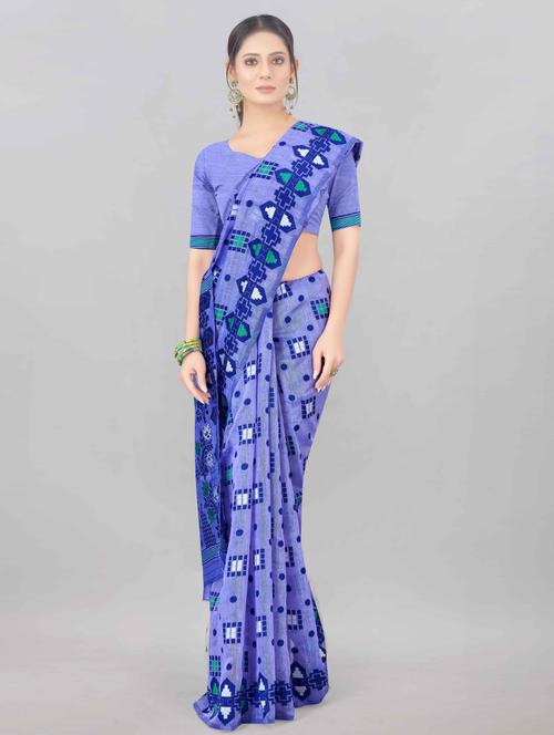 self design jamdani saree with blouse - 17835062 - Very Small Image - 1