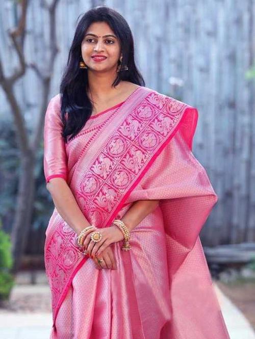 pink color banarasi silk saree for  - 17835275 - Very Small Image - 1