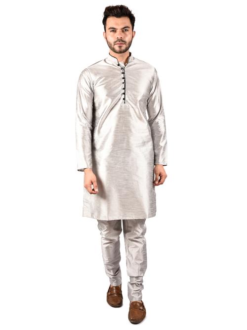 printcultr solid grey dupain kurta pyjama  - 17836031 - Very Small Image - 1
