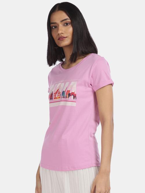 pink cotton regular tshirt - 17836595 - Very Small Image - 1