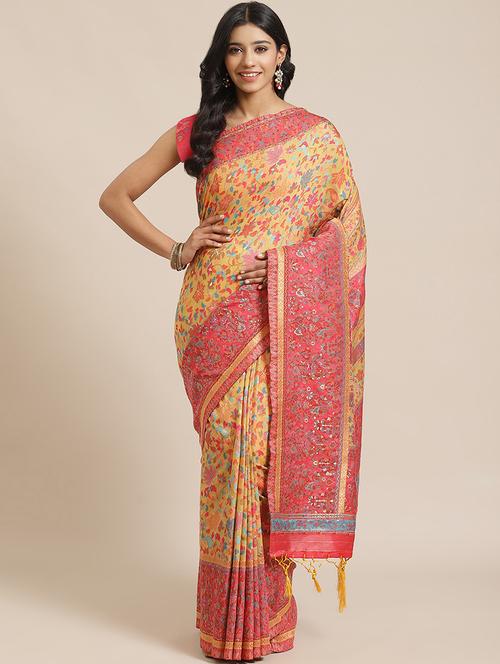 gold liva saree with blouse - 17836893 - Very Small Image - 1