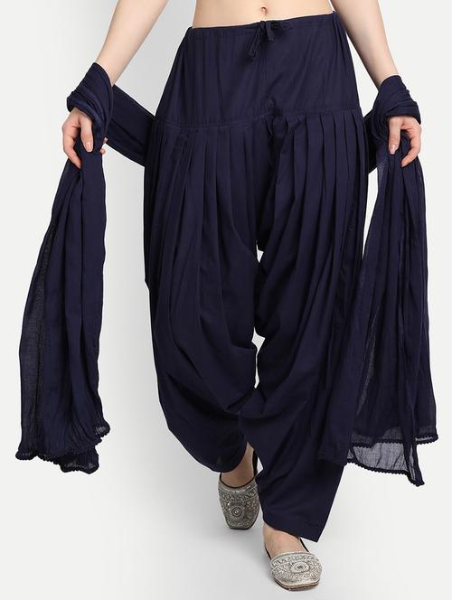 blue cotton patiyala salwars - 17837324 - Very Small Image - 1