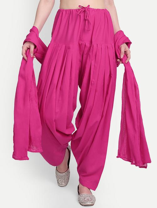 pink cotton patiyala salwars - 17837325 - Very Small Image - 1