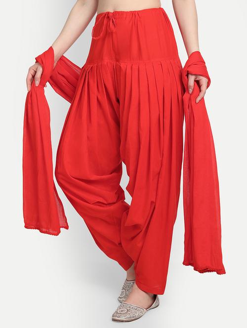 orange cotton patiyala salwars - 17837326 - Very Small Image - 1