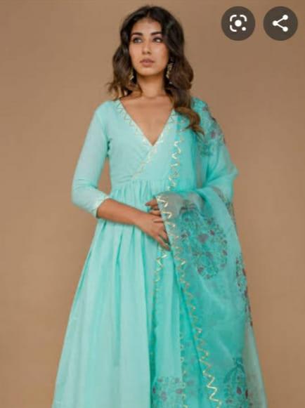 turquoise cotton kurti - 17837335 - Very Small Image - 1